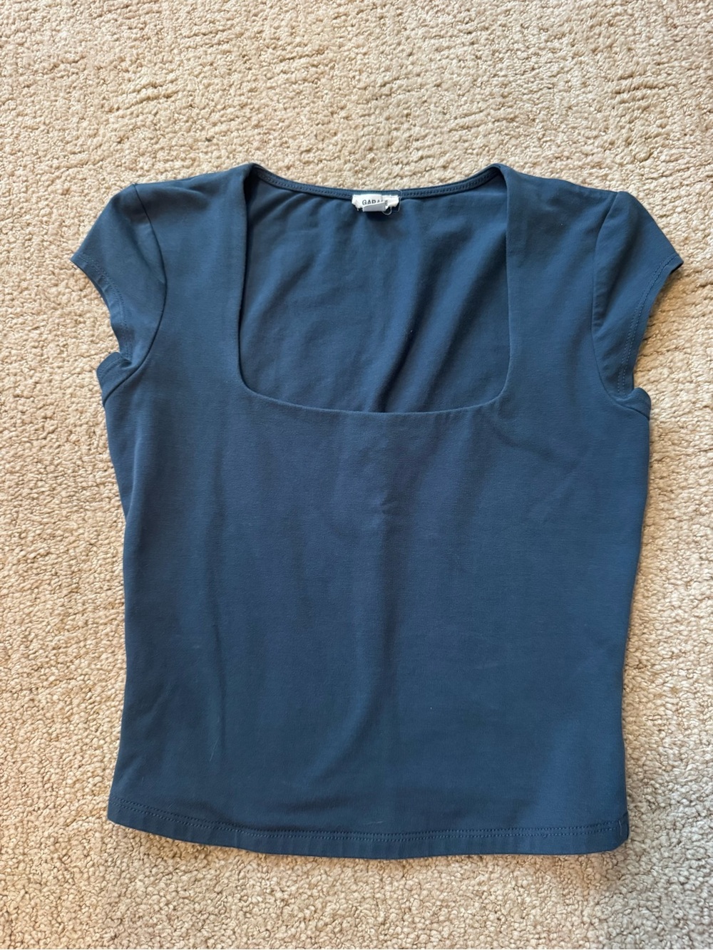 Garage Navy Square Neck Short Sleeve Tee
